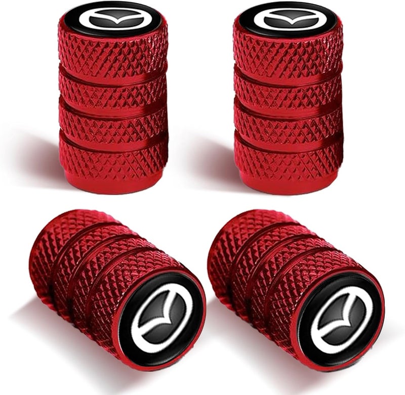 Comburvo 4Pcs Automobile Tire Valve Stem Covers, Corrosion-Resistant Tire Valve Stem Cover Suitable for Mazda CX-3 CX-5 RX-7/RX-8 MX-5 Series Stem Cap Universal Car Valve Cover Red - Image 1